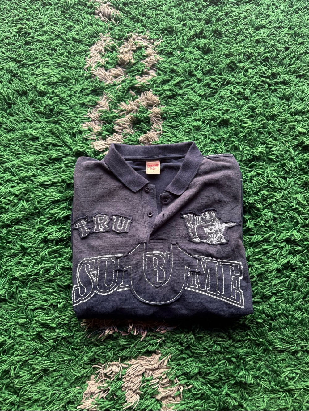 Supreme Dark Navy Embroidered Polo with Applique
